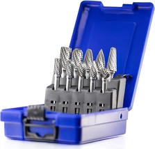 10Pcs Carbide Burrs Set With 1/4&#39;&#39; Shank Double Cut Solid Power Tools Tungsten - £56.29 GBP