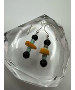 New Sterling Silver Amber African Jasper Lava Dangle Earrings 4.5cm - £31.85 GBP