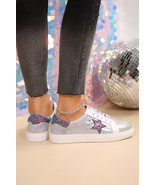 Silvery Star Sequin Patchwork Criss Cross Casual Shoes - $33.99