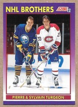 1991-92 Score American #377 Pierre Turgeon / Sylvain Turgeon Sabers/Canadiens - £1.50 GBP