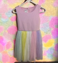 Bonnie Jean Pink sleeveless Dress Size 12 Pastel Rainbow Tutu Skirt Spar... - $33.34 CAD
