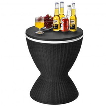 Patio Rattan  3 in 1 Design Cooler Bar Table  8 Gallon Ice Bucket-Black - £103.69 GBP