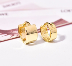 10ct Solid Gold Asymmetric Band Huggie Hoops Earrings - unisex, helix, 9k, 10k - £102.88 GBP