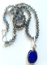 Natural Lapis Lazuli Pendant and Labradorite Beads Necklace  - £77.06 GBP