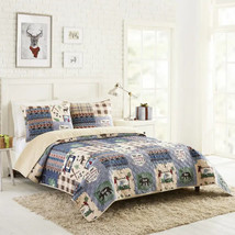 NEW! Country Moose Lodge Theme 100% COTTON Quilt Set Rustic Country Cabin Wander - £99.79 GBP+