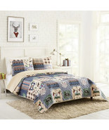 NEW! Country Moose Lodge Theme 100% COTTON Quilt Set Rustic Country Cabi... - £97.83 GBP+