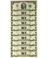 10 Consecutive Serial # US $2 DOLLAR BILLS Uncirculated in 10-Pocket PORTFOLIO - $42.99
