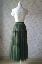 Olive Green Layered Tulle Skirt Outfit Women Custom Plus Size Long Tulle Skirt image 7