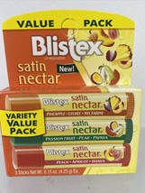 Blistex Lip Moisturizer Satin Nectar Variety Passion  Peach Pineapple￼ 0.15 Oz. - £3.78 GBP