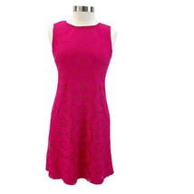 Eliza J Womens 6 Crochet Lace Bright Pink Dress Fit and Flare Sleeveless Floral - £38.59 GBP