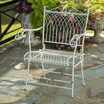 Zaer Ltd. Victorian Style Folding Patio/Garden Metal Armchair (Antique White) - £195.88 GBP