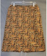 Harolds Sz 10 Pencil Corduroy Paisley Print Skirt Brown Cotton Spandex B... - $27.13 CAD