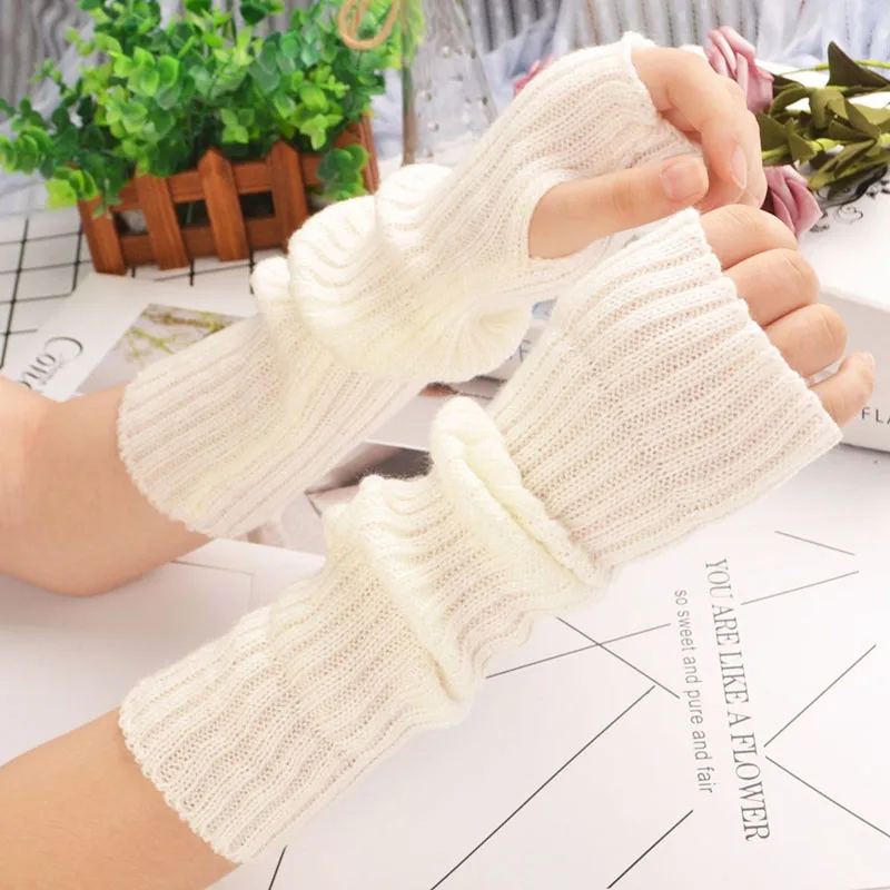 Sporting New Women Arm Warmers Japanese White Black Goth Knitted Kawaii Fingerle - £24.10 GBP