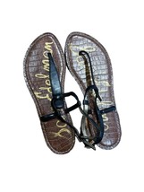 Sam Edelman Women&#39;s Gigi Sandal Size 8.5 Thong Slingback Black Patent Flat Shoe - £30.61 GBP