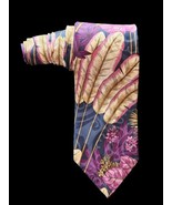 XMI For Nordstrom Mens Silk Necktie Handmade Italy Feathers Art Deco 3.5... - $23.86 CAD