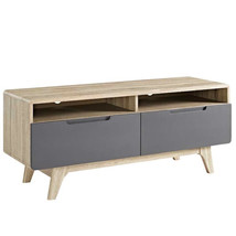 47&quot; Mid Century Modern LED LCD DLP HD TV Stand Credenza Media Natural Gray - £104.58 GBP