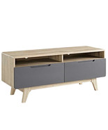47&quot; Mid Century Modern LED LCD DLP HD TV Stand Credenza Media Natural Gray - $2,105.59 MXN