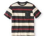 Wonder Nation Boy&#39;s Striped Crew Neck Pocket Tee Shirt XXL (20) Black Soot - £9.90 GBP