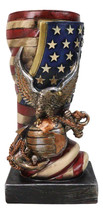 Patriotic USA Military Bald Eagle With American Flag Globe Flower Vase P... - $29.99