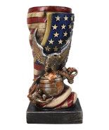 Patriotic USA Military Bald Eagle With American Flag Globe Flower Vase P... - $40.73 CAD