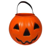 Vintage 1980 Halloween Blow Mold Pumpkin Candy Pail Bucket Carolina Enterprises - £8.78 GBP