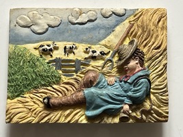 FRIDGE MAGNET - SLEEPY FARMHAND - £1.79 GBP