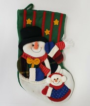 Snowman felt Applique Christmas Stocking Holiday Sugar Plum Dreams - £11.16 GBP