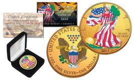 Combo 24K GOLD GILDED / COLOR 2023 American Silver Eagle 1 Oz .999 Coin w/ Box - $84.11