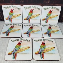 Set of 8 Tommy Bahama Surf Tropical Parrot Drink Coasters w Cork Backing - £43.82 GBP