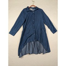 XUGWLKJ Womens High-Low Button-Down Dress Long Sleeve Denim Blue Size XXL - $22.21