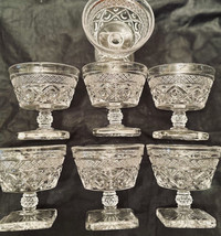 Cape Cod Clear by Imperial Glass Sundae Pressed Glass 3-3/4&quot;  2 in Lot - $31.00