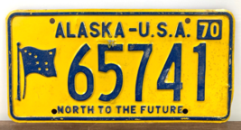 1970 ALASKA Yellow License Plate # 65741 NORTH To The FUTURE Car Tag NO ... - £23.29 GBP