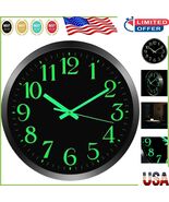 12-Inch Glow in the Dark Wall Clock with Silent Movement - Modern Elegance - $55.93 CAD