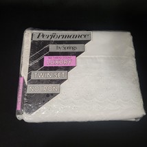 VTG Performance by Springs Luxury Twin Fitted Sheet Set 160 Thread White Eyelet - £21.30 GBP