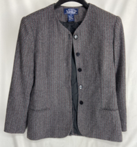 E.H. Woods Womens Wool Blend Black Gray Red Blazer Jacket Pockets Lined ... - £12.66 GBP