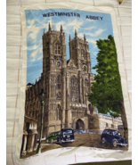 Vintage Tea Towel Westminster Abbey Pure Linen Lamont England Travel Europe - £13.12 GBP