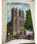 Vintage Tea Towel Westminster Abbey Pure Linen Lamont England Travel Europe - $16.69