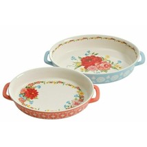 Pioneer Woman Sweet Rose Oval Bakers 2-Piece Vintage Country Style Floral - £31.03 GBP