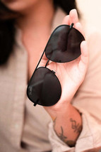 Black Black Unisex Aviator Sunglasses - £31.66 GBP