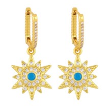 FA Gold Plated Moon And Star Drop Earrings For Women With Stone Crescent Earring - £8.60 GBP