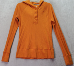 Nike Hoodie Womens Small Orange Thermal Sportswear Long Sleeve Logo Button Front - £18.13 GBP