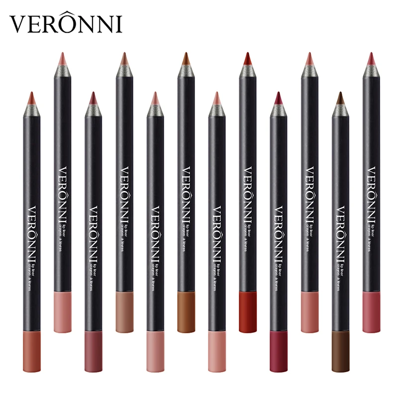 VERONNI 12 Colors/Set Sexy Matte Lip Stick Lipliner Lip Liner Pencil Matt Nude L - $31.73