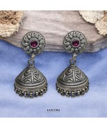 925 Sterling Silver Simulated Ruby Oxidized fabulous vintage look women ... - $2,276.45 MXN
