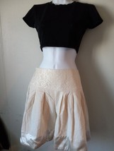 Cherokee Lace Corduroy Satin-like Skirt Size XL Ivory Color Pleated - $13.86