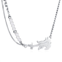 Street Cool Rock Guitar Pendant Jewelry Stitching Stainless Steel Necklace For W - £13.80 GBP