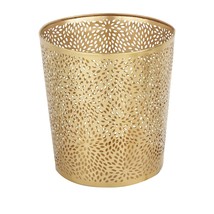 1.3 Gallon Round Perforated Copper Gold Metal Waste Basket Trash Can - £57.21 GBP