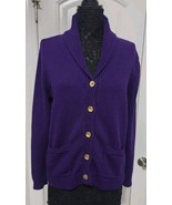 Ralph Lauren Purple Cotton Shawl Collar Cardigan Gold Buttons Extra Larg... - $28.00