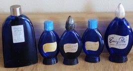 5 Vintage Evening in Paris Cobalt Blue Perfume Bottles France Bourjois S... - $31.49