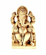 GANESHA STATUE 4.5&quot; Hindu Elephant God HIGH QUALITY Sitting White Resin ... - $11.96