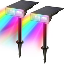 Outdoor Solar Spot Lights 24 LEDs RGB Color Changing Solar Powered Garden IP65 W - £40.26 GBP